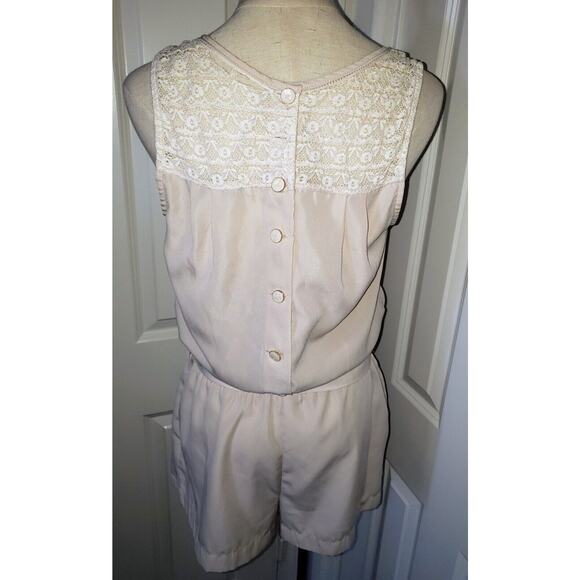 Forever 21 Lace & Tie Bow Belt Cream Jumpsuit Romper Women Size Medium M - Picture 7 of 11
